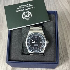 Di Bacarri Men's Blue Dial Stainless‎ Steel Watch DB7777-BU Box Warranty Card